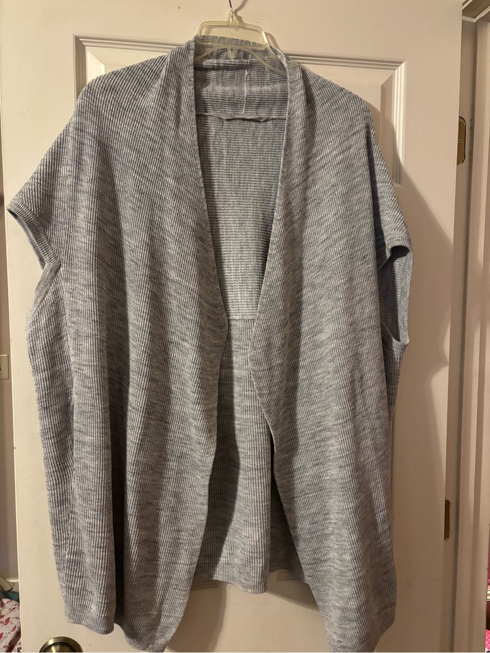 Athleta Women’s Light Gray Ribbed Open-Front Cardigan